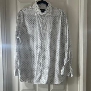 John Varvatos White Dress Shirt with Small Black Print